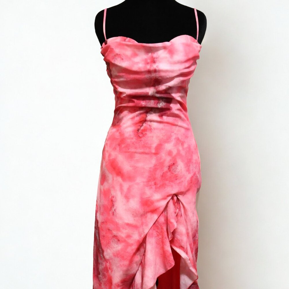 Fashion Nova Asymmetric Pink Dress (Bianca Abstract Maxi Dress)